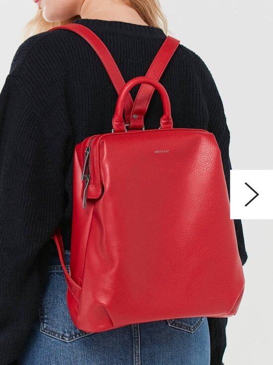 Matt & Nat Vignelli Vegan Leather Backpack Red Dwell Carry On Purse Minimal Chic main image 5